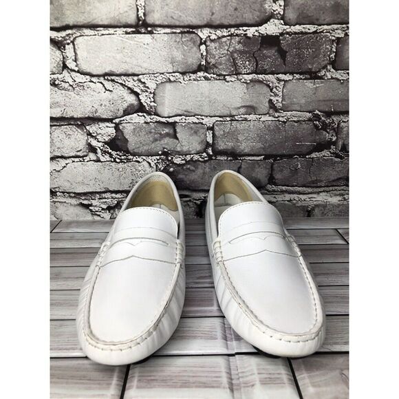 Massimo Matteo Firenze White Leather Driving Moccasins Flats Shoes Women Sz 10B - Picture 3 of 16